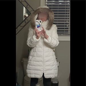 beautiful down parka with rabbit fur trim